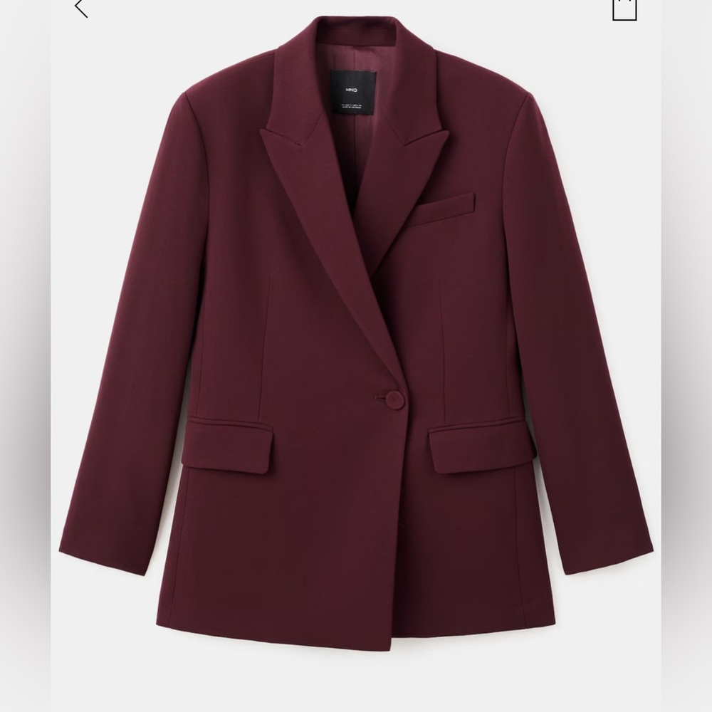 NWOT Mango Double Breasted Suit Blazer in maroon